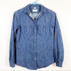ANN TAYLOR LOFT BUTTON DOWN CHAMBRAY TOP - SZ XSP